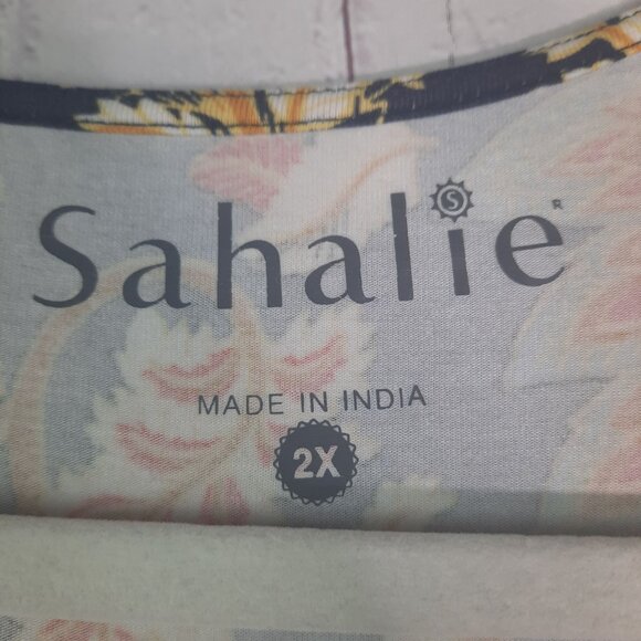 Sahalie Cotton Short Sleeve Stretchy Floral V Neck Dress - Picture 10 of 12